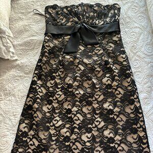 White House Black Market Strapless Black Lace Dress